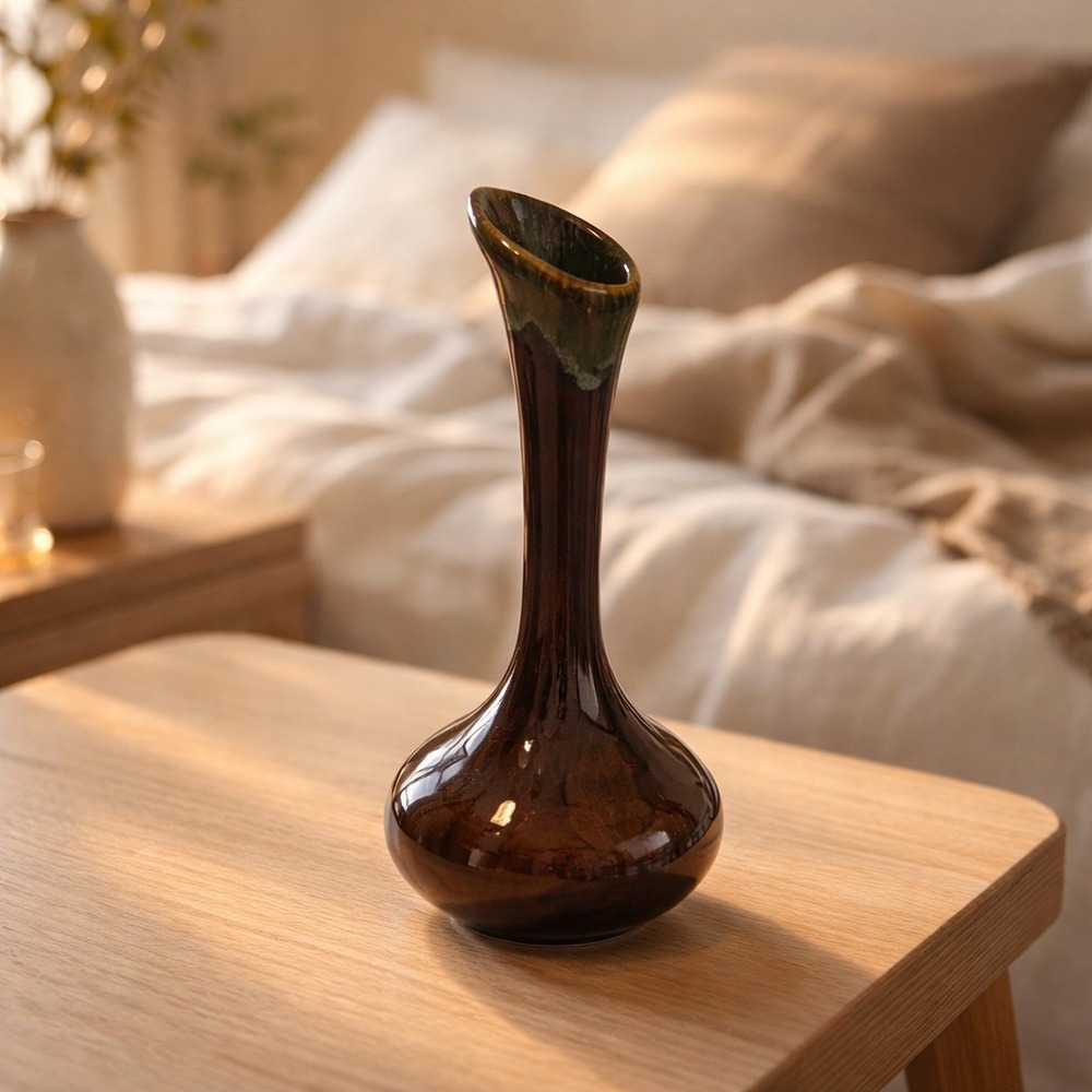 Anna Van‎ Briggle Ceramic Bud Vase Colorado Springs Green Mint Drip Glaze Signed
